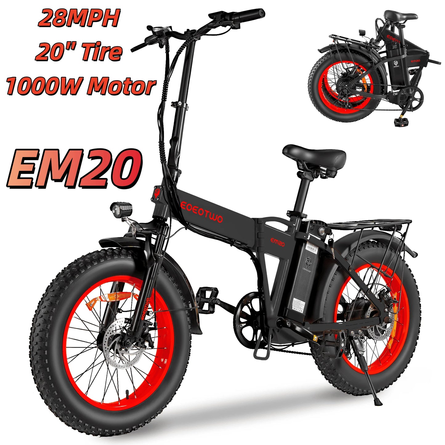 EOEOTWO 1500W Electric Bike 48V 15Ah Battery 26" 4.0 Fat Tire Ebike 34MPH High Speed Mountain Bicycle Off-Road Snow Bike for Adults