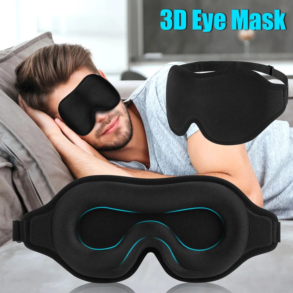 3D Travel Silk Eye Sleep Mask Soft Thick Sleeping Shade Cover Block Out Light Pressure Sensation Rest Relax Aid Adjustable Mask