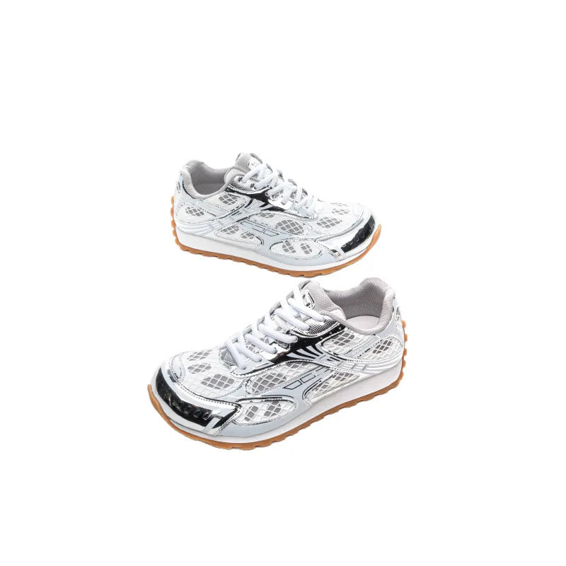 2026 new silver color block low top dad sneakers casual running shoes breathable platform sport footwear unisex