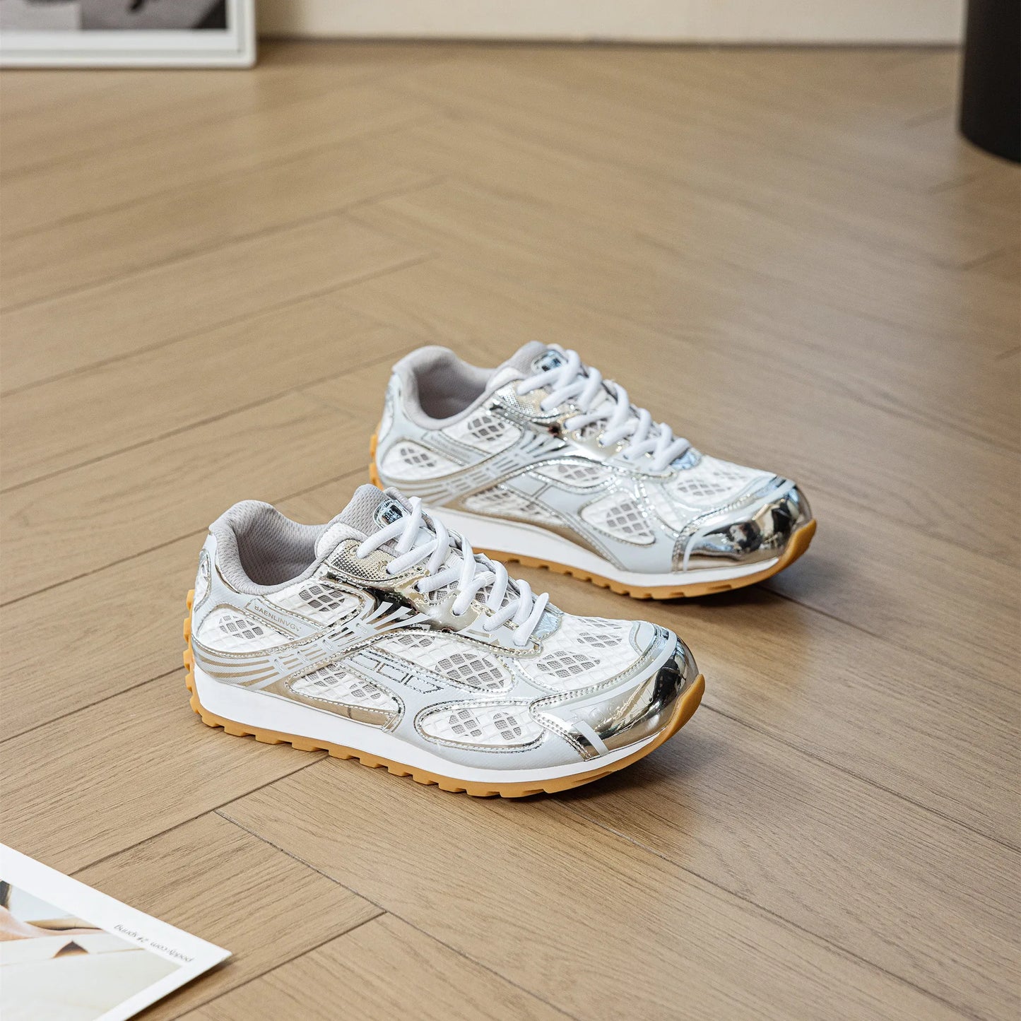 2026 new silver color block low top dad sneakers casual running shoes breathable platform sport footwear unisex