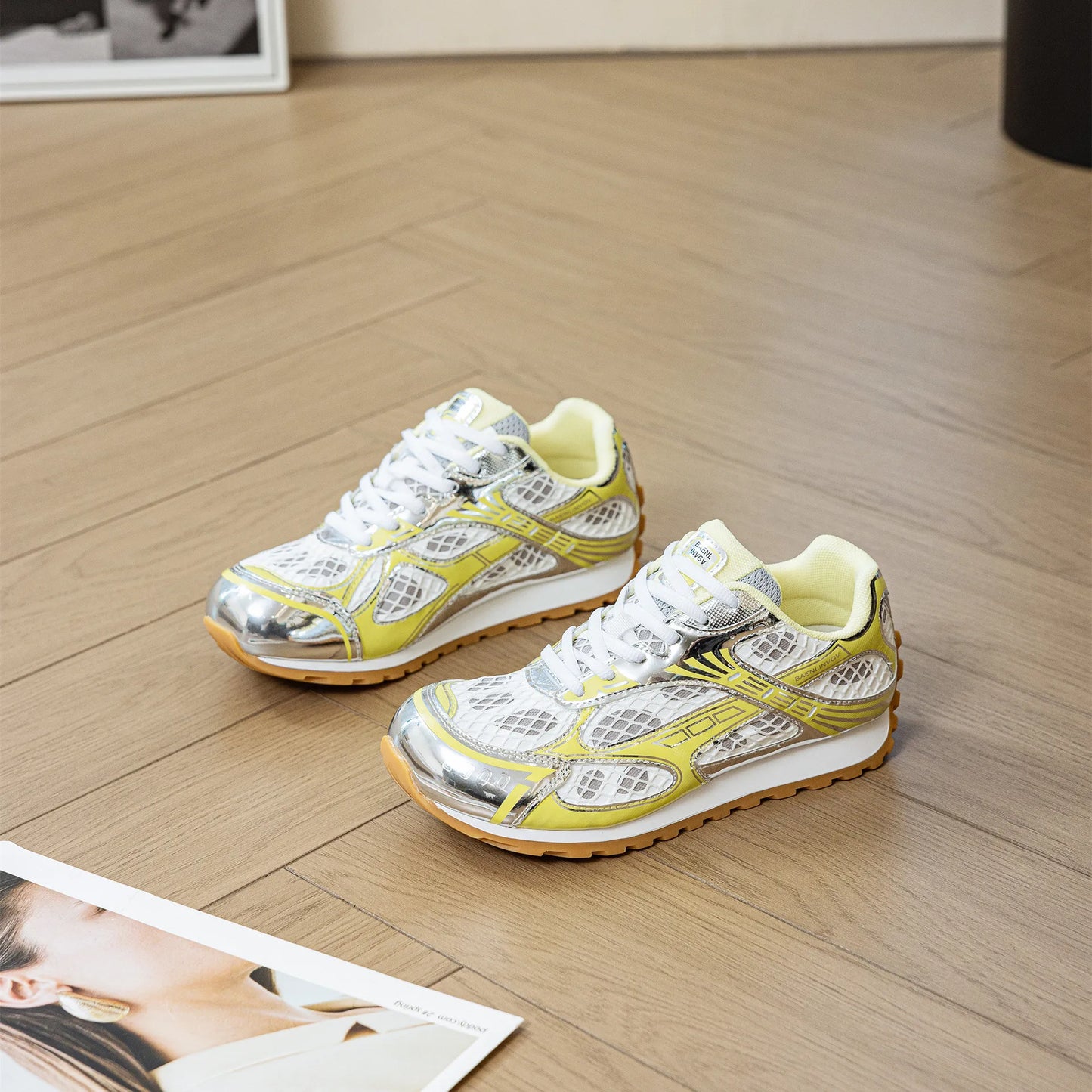 2026 new silver color block low top dad sneakers casual running shoes breathable platform sport footwear unisex