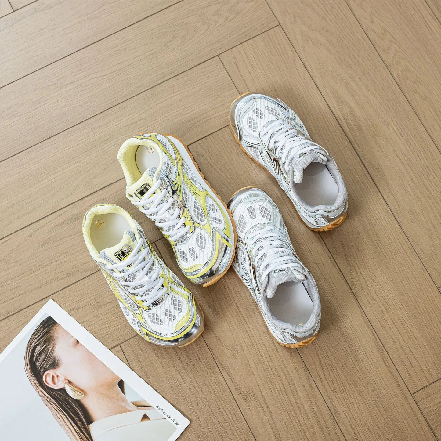 2026 new silver color block low top dad sneakers casual running shoes breathable platform sport footwear unisex