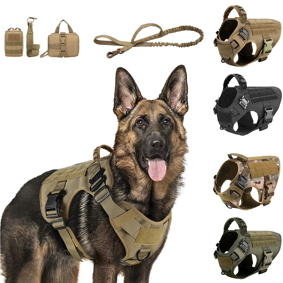 Large Dog Harness And Leash Set Pet German Shepherd Malinois Training Walking Vest Dog Harness And Collar For Medium Large Dogs