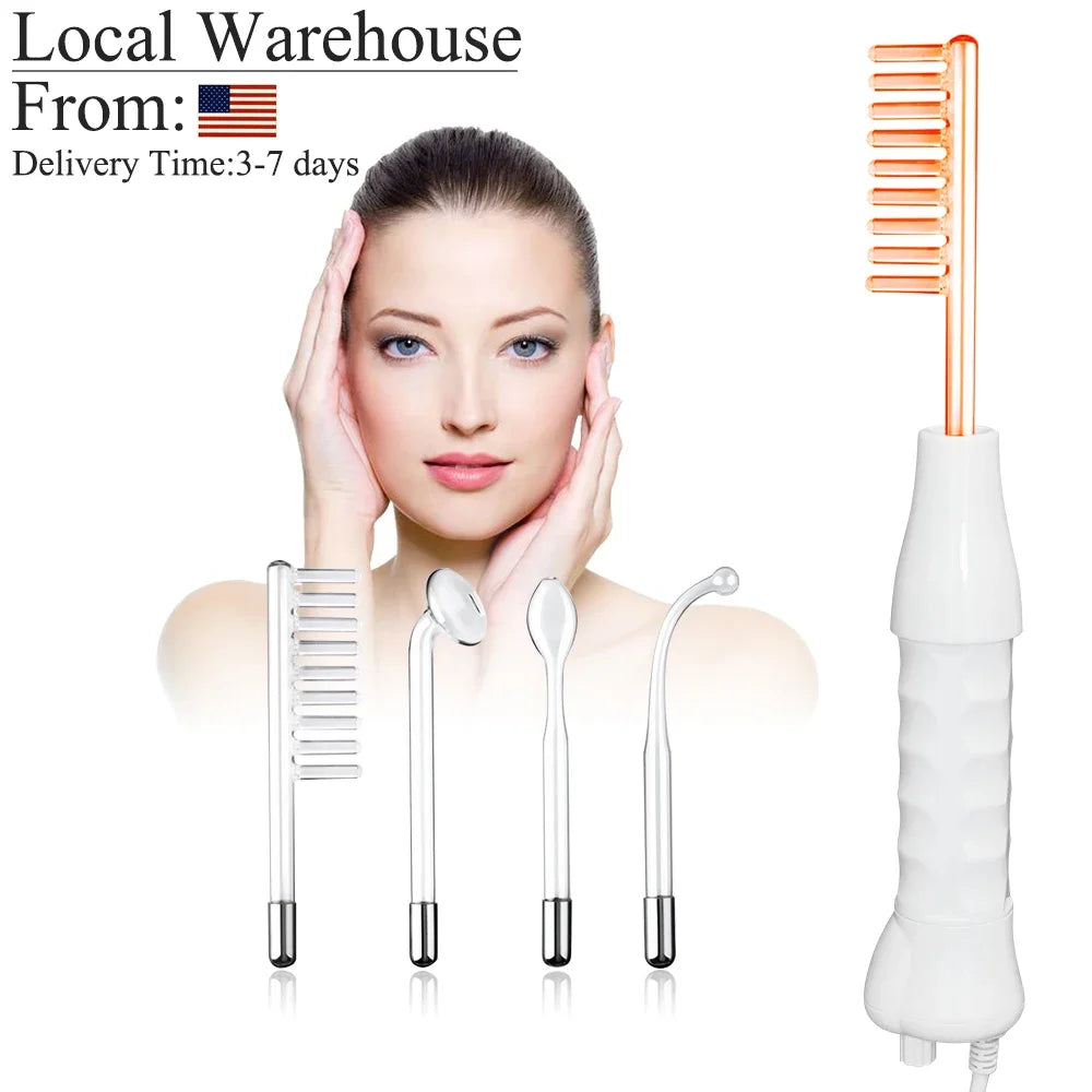 4 in 1 High Frequency Appliance Electrode Tube Wand Electrotherapy Skin Care Facial Spa Tightening Acne Spot Wrinkles Remover