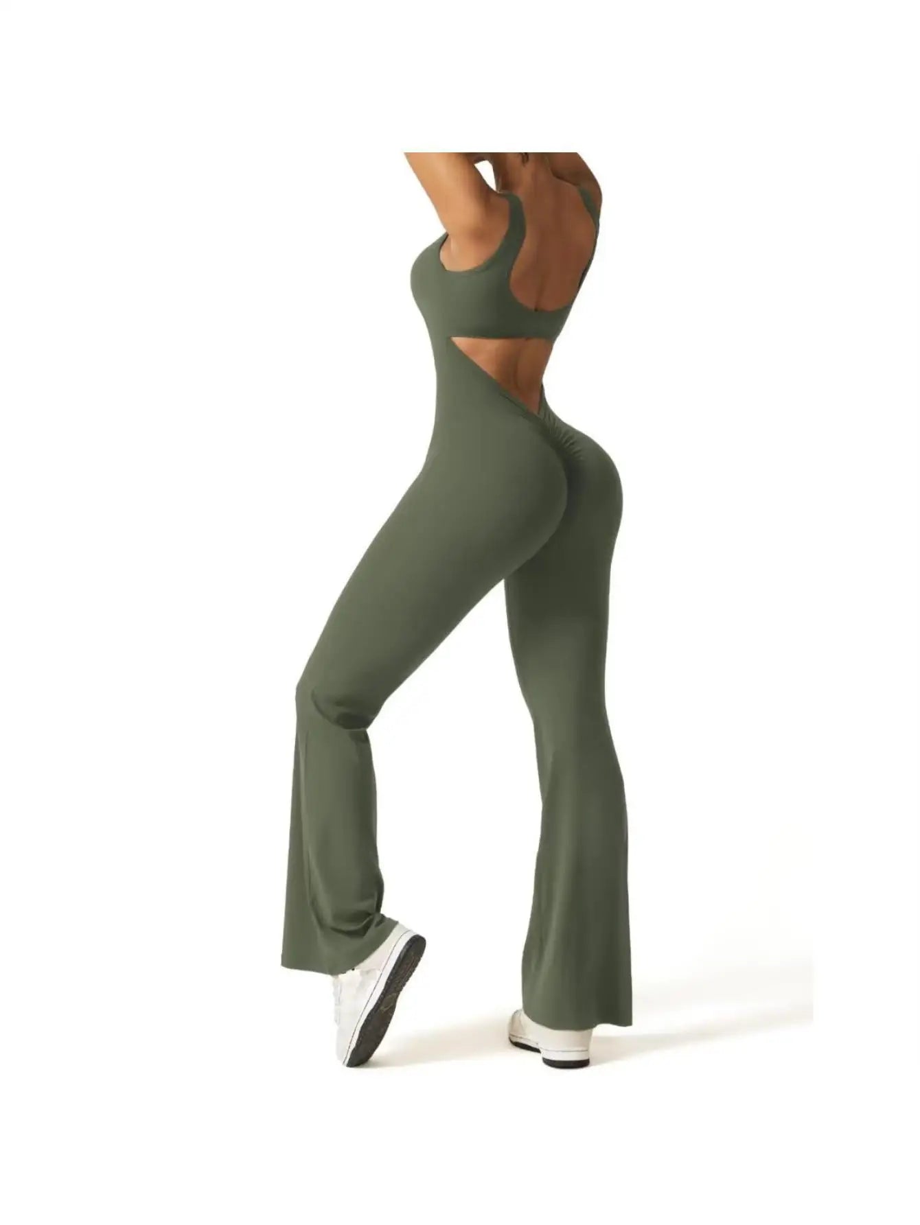 Flare Jumpsuits for Women Sexy Backless Tank Top Bodycon Romper Wide Leg Full Length Pants unitard Sportsuit