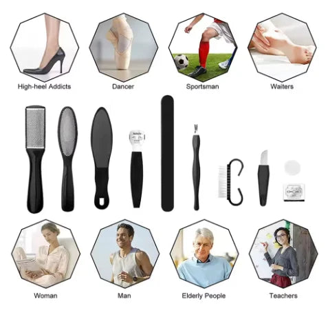 Stainless Steel Pedicure Tool Set Foot Care Kit Foot File Callus Remover Dead Skin Trimming Supplies For Home Personal Foot Spa Daily Maintenance