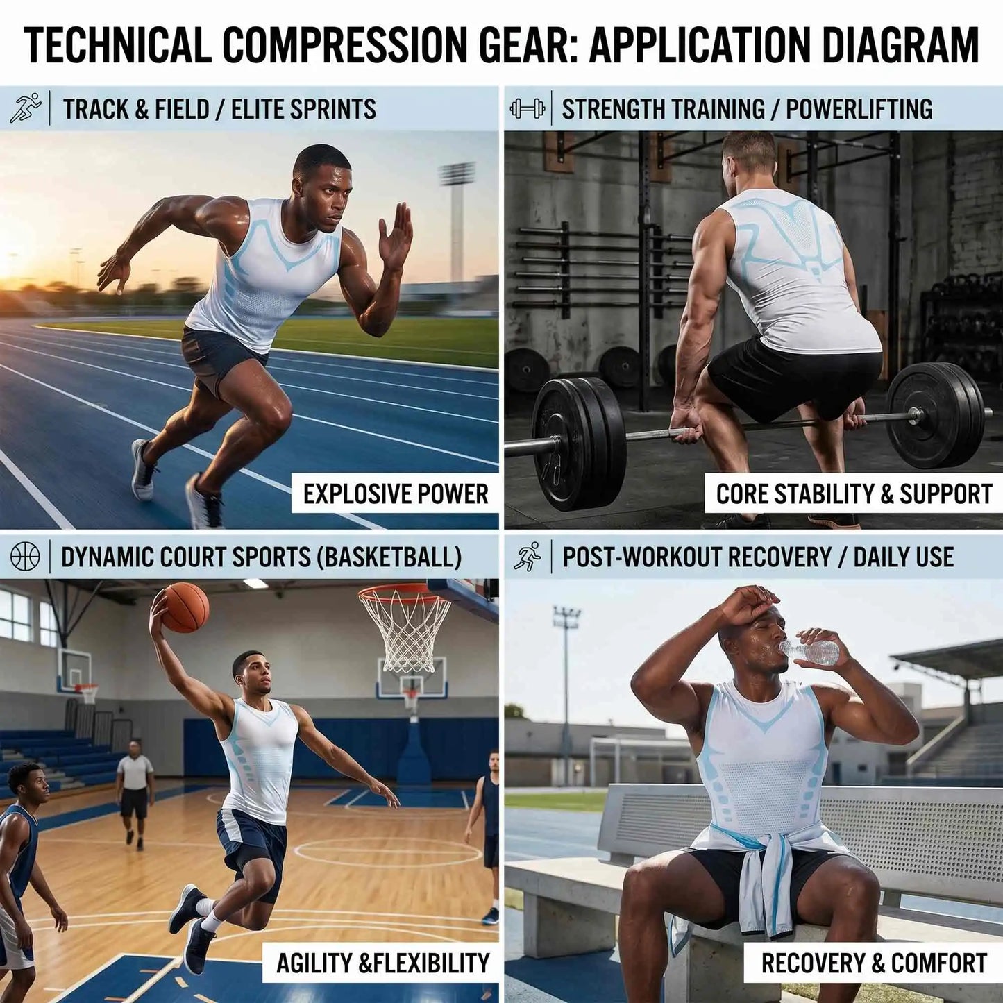 Men's Sleeveless Tank Top 2-Piece Set — Quick-drying, moisture-wicking, breathable workout tank tops — Ergonomically designed shaping base layer — Core support, ideal for the gym, strength training, and outdoor workouts