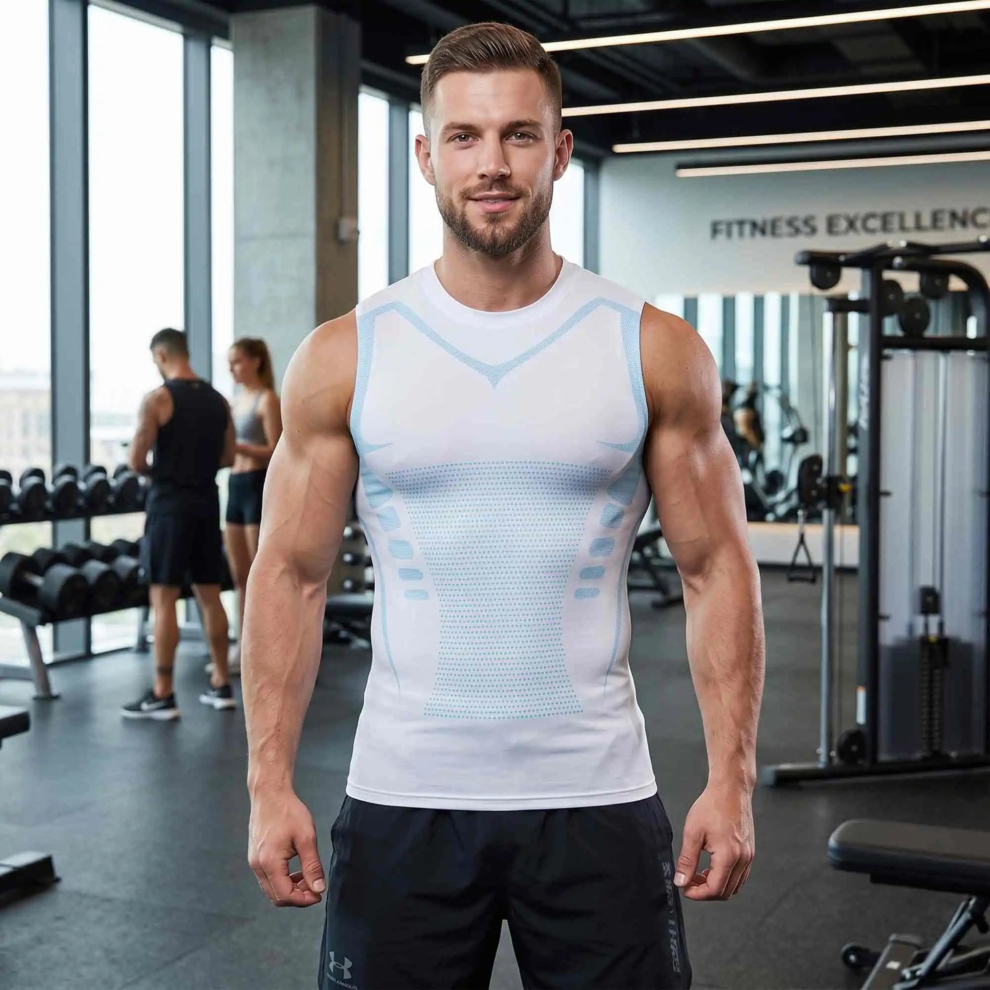 Men's Sleeveless Tank Top 2-Piece Set — Quick-drying, moisture-wicking, breathable workout tank tops — Ergonomically designed shaping base layer — Core support, ideal for the gym, strength training, and outdoor workouts