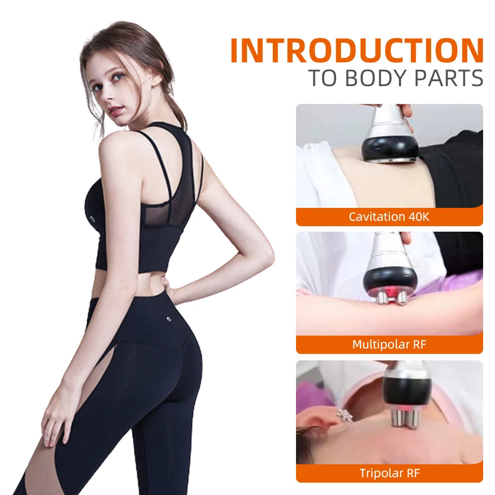 40K 3 IN1 Cavitation Body Slimming Machine Facial Massager Skin Tighten Anti-wrinkle