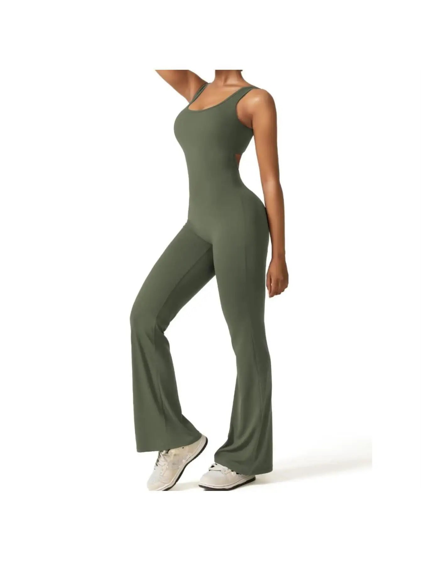 Flare Jumpsuits for Women Sexy Backless Tank Top Bodycon Romper Wide Leg Full Length Pants unitard Sportsuit