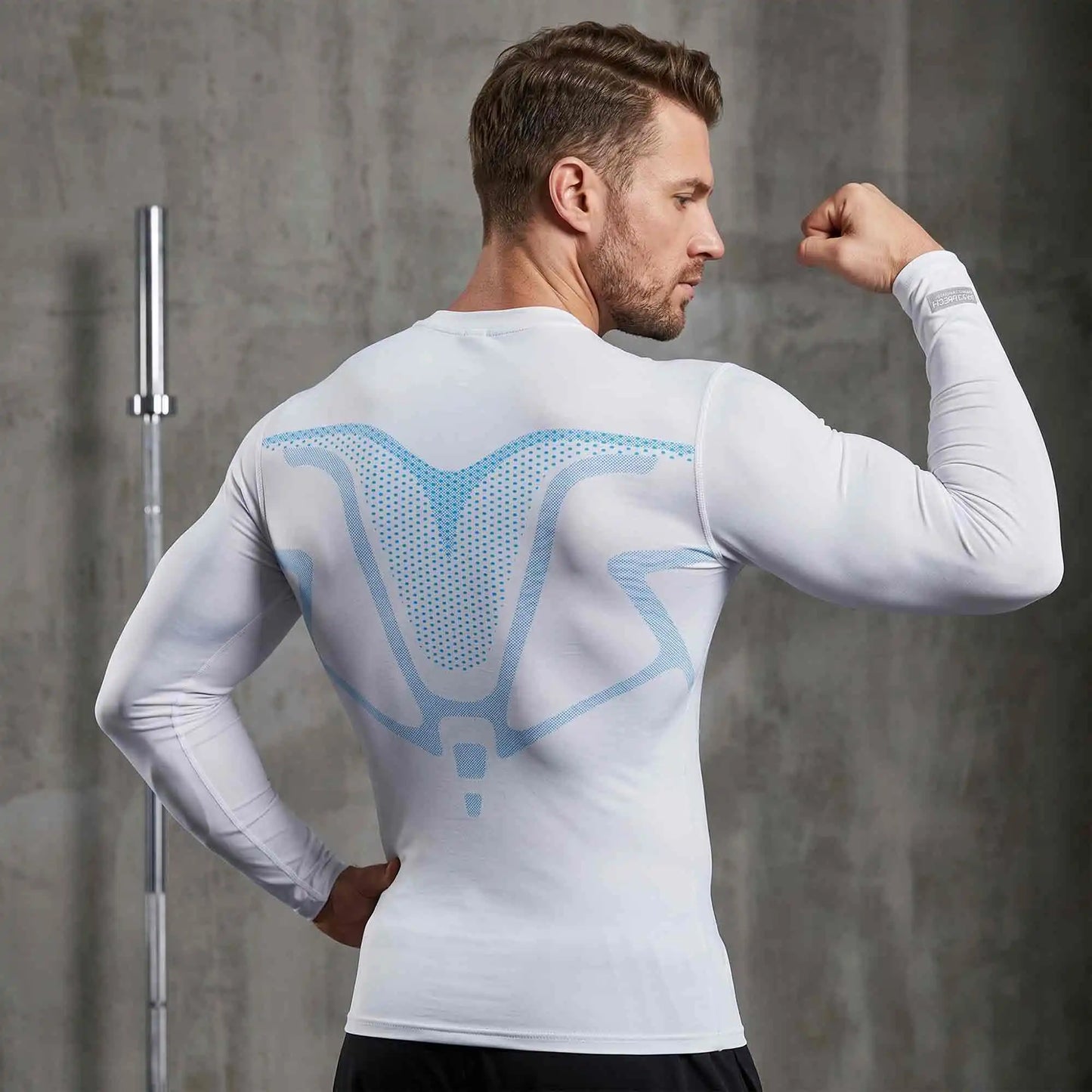 3-Pack Men's Compression Shirts Long Sleeve Gym Baselayer Tops Contour Graphic Workout Tees Moisture-Wicking Quick-Dry Performance Training Set