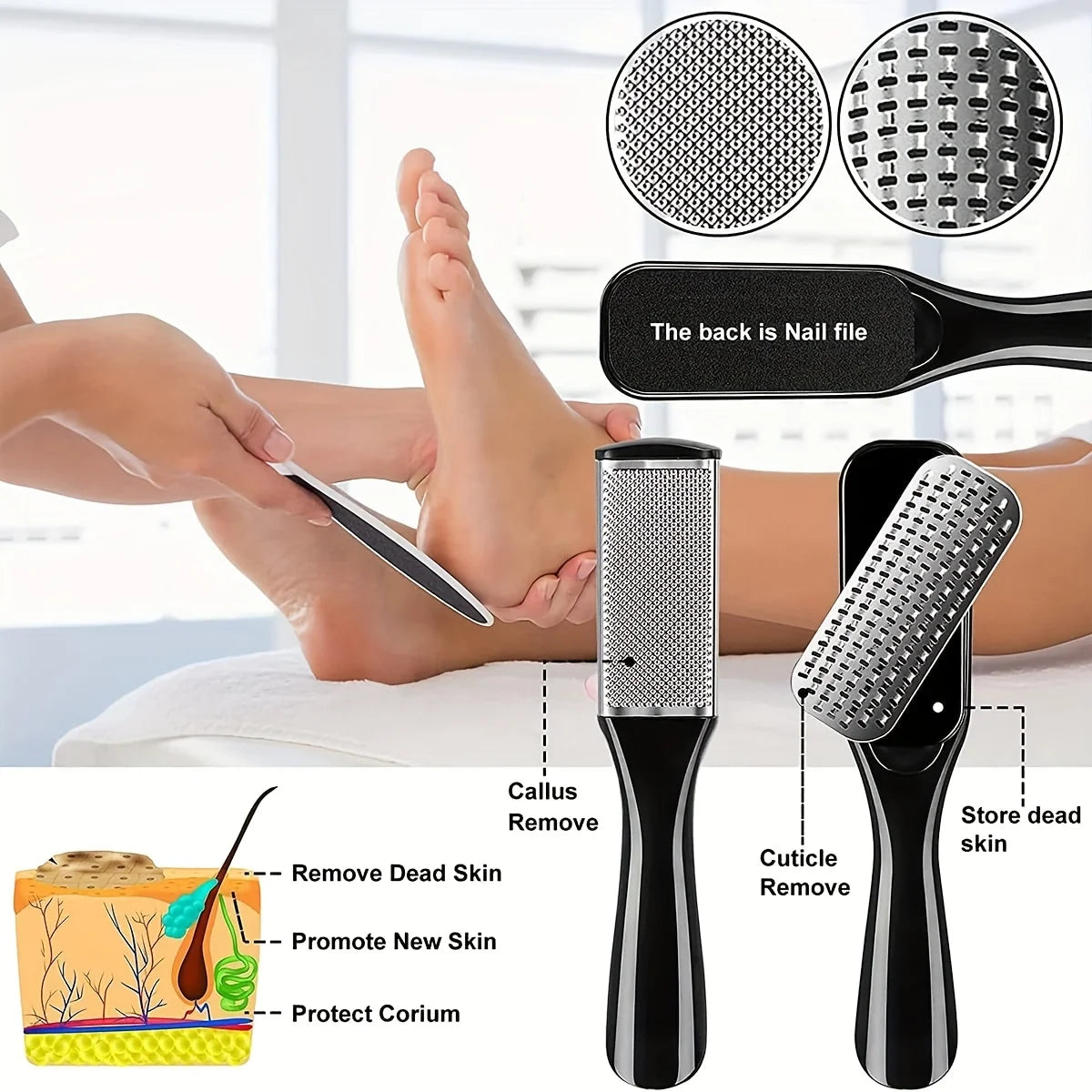 Stainless Steel Pedicure Tool Set Foot Care Kit Foot File Callus Remover Dead Skin Trimming Supplies For Home Personal Foot Spa Daily Maintenance