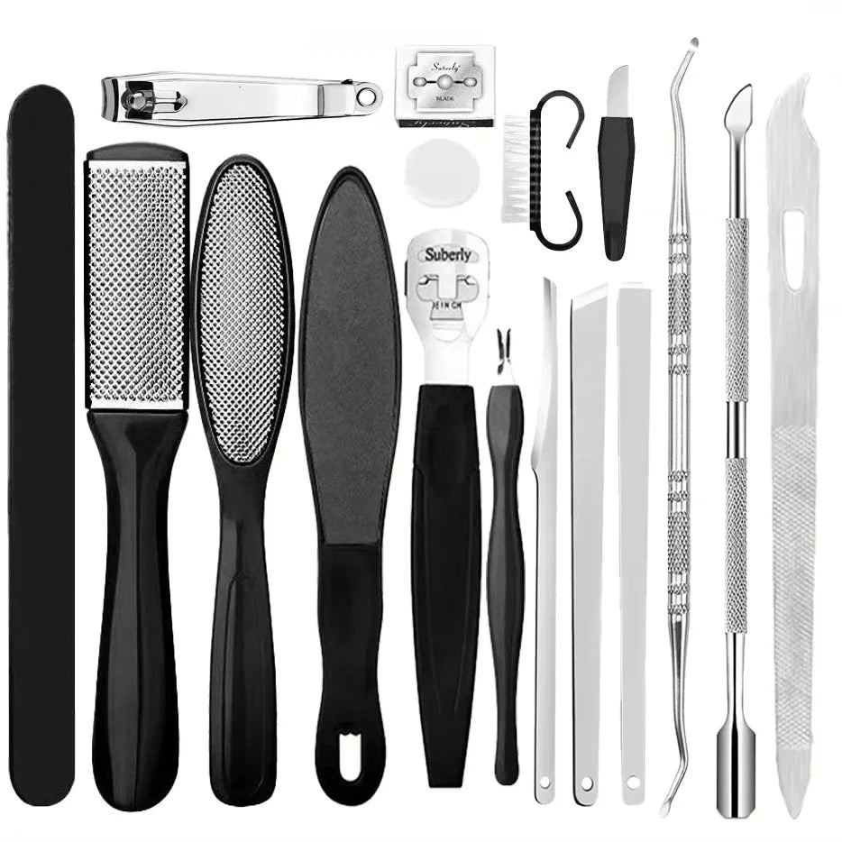 Stainless Steel Pedicure Tool Set Foot Care Kit Foot File Callus Remover Dead Skin Trimming Supplies For Home Personal Foot Spa Daily Maintenance