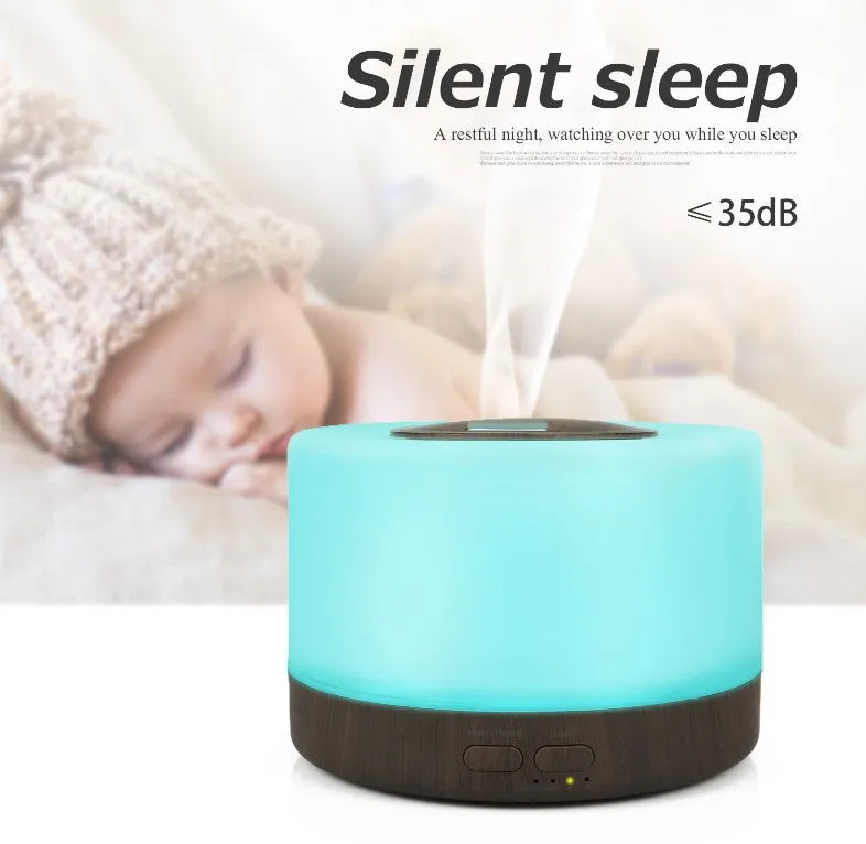 Ultrasonic Essential Oil Diffuser 550ml with 7 colors LED night lights Cool Mist for Aromatherapy Humidifying for home bedroom
