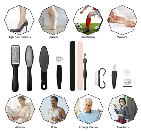Stainless Steel Pedicure Tool Set Foot Care Kit Foot File Callus Remover Dead Skin Trimming Supplies For Home Personal Foot Spa Daily Maintenance
