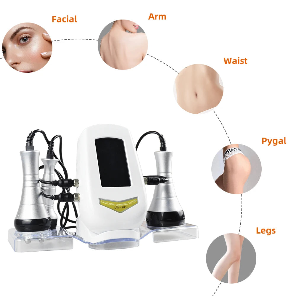 40K 3 IN1 Cavitation Body Slimming Machine Facial Massager Skin Tighten Anti-wrinkle