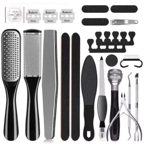 Stainless Steel Pedicure Tool Set Foot Care Kit Foot File Callus Remover Dead Skin Trimming Supplies For Home Personal Foot Spa Daily Maintenance