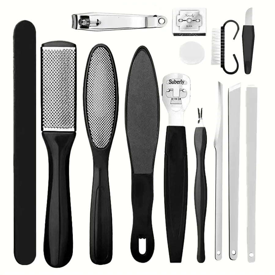 Stainless Steel Pedicure Tool Set Foot Care Kit Foot File Callus Remover Dead Skin Trimming Supplies For Home Personal Foot Spa Daily Maintenance
