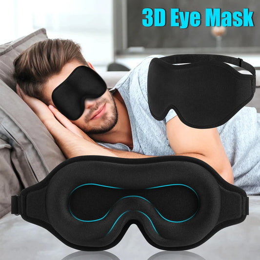 3D Travel Silk Eye Sleep Mask Soft Thick Sleeping Shade Cover Block Out Light Pressure Sensation Rest Relax Aid Adjustable Mask